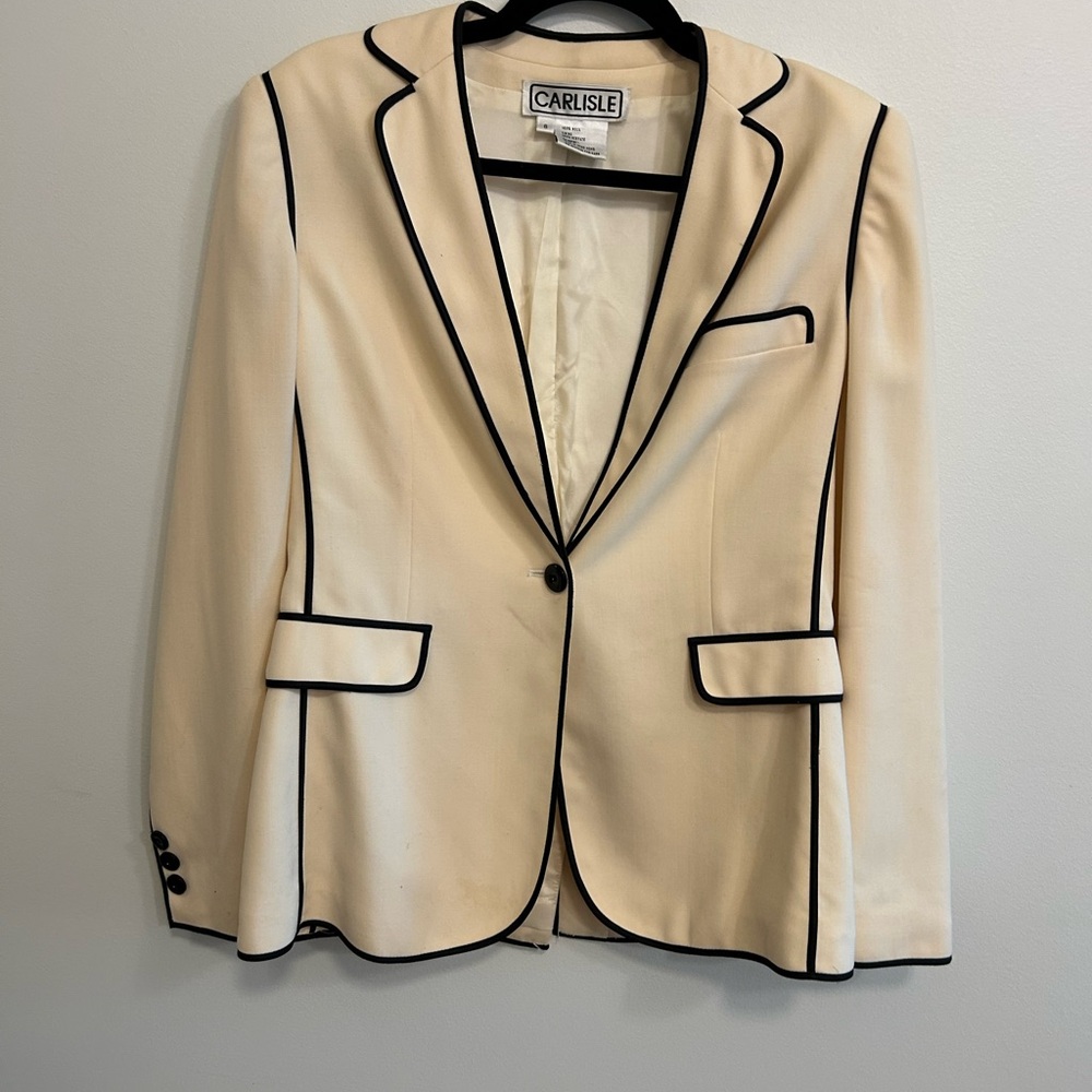 Carlisle Cream Blazer with Black Trim